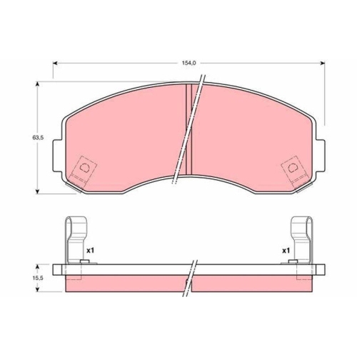 Bremsbelagsatz Scheibenbremse Trw GDB3145 f&uuml;r Kia Asia Motors Vorderachse