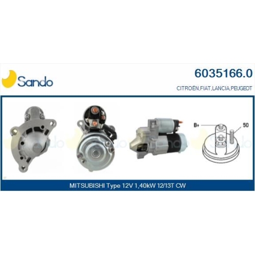 Starter Sando 6035166.0 f&uuml;r Fiat Mitsubishi Citro&euml;n/peugeot