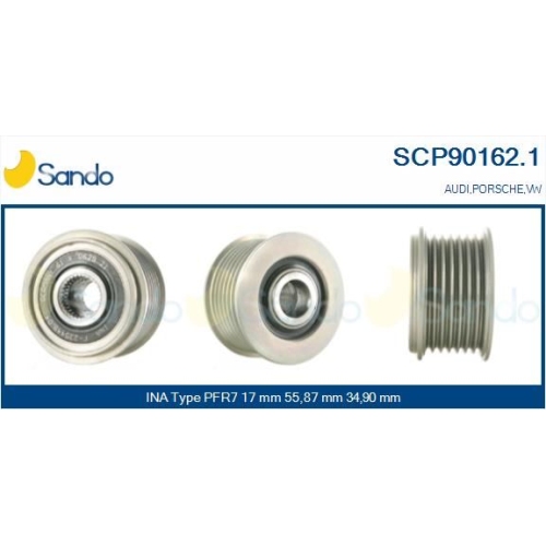 Riemenscheibe Generator Sando SCP90162.1 für Audi Porsche Seat Skoda Vag Hitachi
