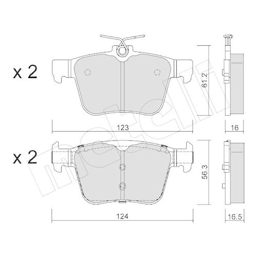 Bremsbelagsatz Scheibenbremse Metelli 22-0981-2 f&uuml;r Audi Skoda VW Hinterachse