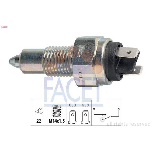 Schalter R&uuml;ckfahrleuchte Facet 7.6000 Made In Italy - Oe Equivalent f&uuml;r Fiat