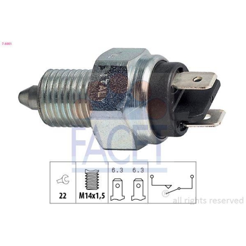 Switch Reverse Light Facet 7.6001 Made In Italy - Oe Equivalent for Alfa Romeo