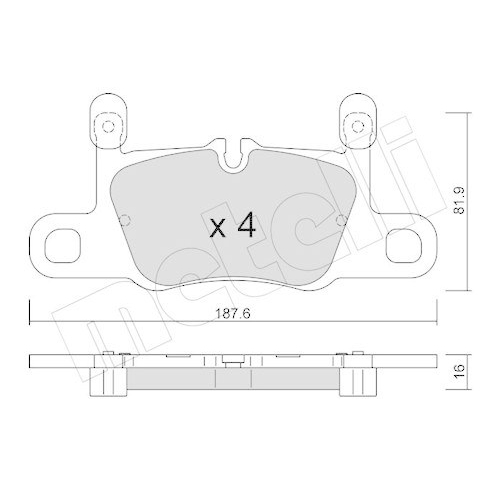 Bremsbelagsatz Scheibenbremse Metelli 22-1258-3 f&uuml;r Porsche Hinterachse