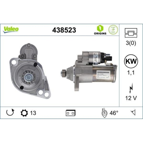Starter Valeo 438523 Valeo Origins New Stop&start Oe Technologie f&uuml;r Audi Seat