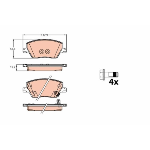 Bremsbelagsatz Scheibenbremse Trw GDB2151 f&uuml;r Fiat Vorderachse