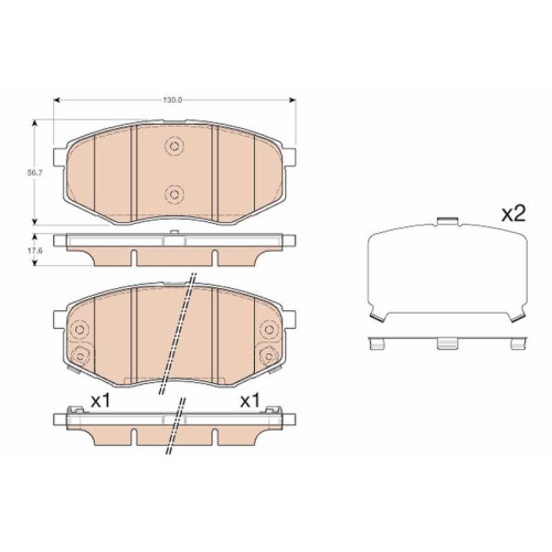Bremsbelagsatz Scheibenbremse Trw GDB3553 f&uuml;r Hyundai Kia Hyundai (beijing)