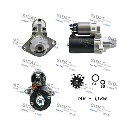 Starter Sidat S12BH0033A2 f&uuml;r Alfa Romeo Fiat Lancia Opel Suzuki General Motors