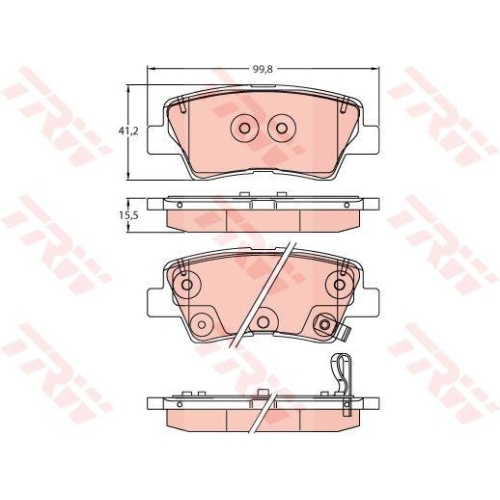 Bremsbelagsatz Scheibenbremse Trw GDB2242 f&uuml;r Hyundai Kia Hinterachse