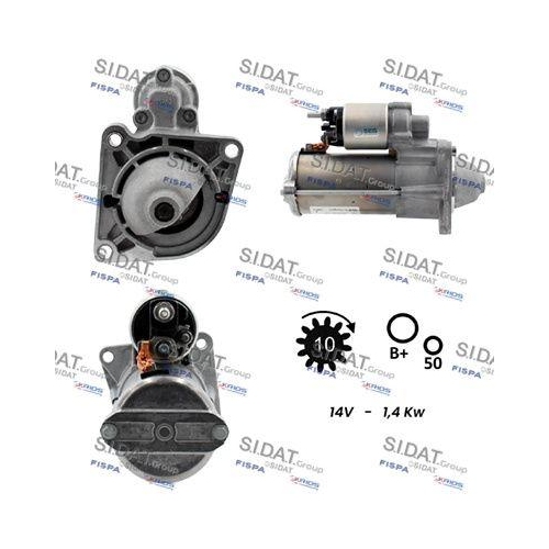 Starter Sidat S12BH0039 f&uuml;r Alfa Romeo Chrysler Dodge Fiat Lancia Jeep
