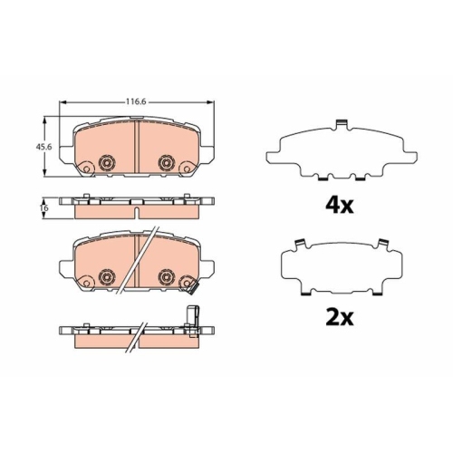 Bremsbelagsatz Scheibenbremse Trw GDB2279 f&uuml;r Honda (gac) Hinterachse