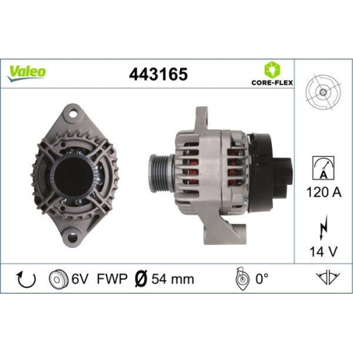 Generator Valeo 443165 Valeo Core-flex f&uuml;r Alfa Romeo Chrysler Fiat Lancia Opel