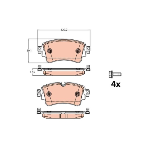 Bremsbelagsatz Scheibenbremse Trw GDB2132 f&uuml;r VW Audi Hinterachse