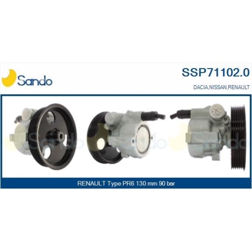 Hydraulikpumpe Lenkung Sando SSP71102.0 f&uuml;r Renault Dacia
