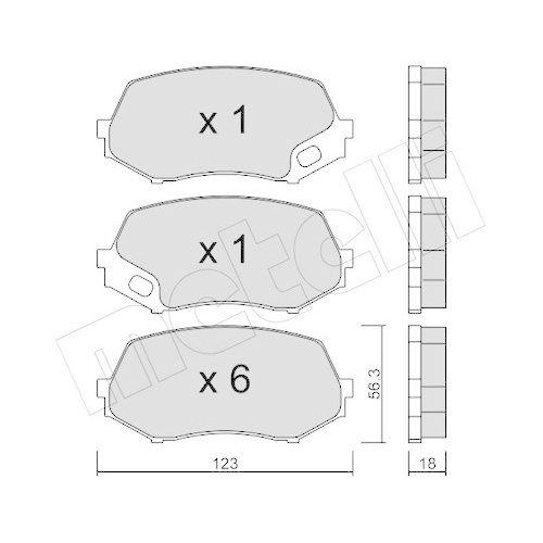 Bremsbelagsatz Scheibenbremse Metelli 22-0874-0 f&uuml;r Mitsubishi Vorderachse