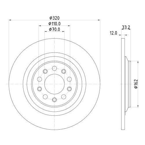 Bremsscheibe Hella 8DD 355 132-101 Pro f&uuml;r Jeep Hinterachse