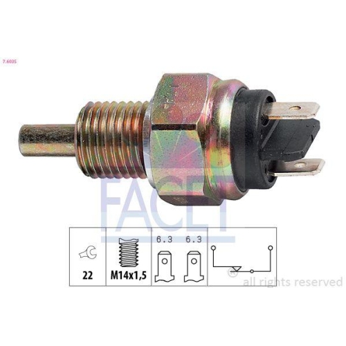 Schalter R&uuml;ckfahrleuchte Facet 7.6035 Made In Italy - Oe Equivalent f&uuml;r Fiat