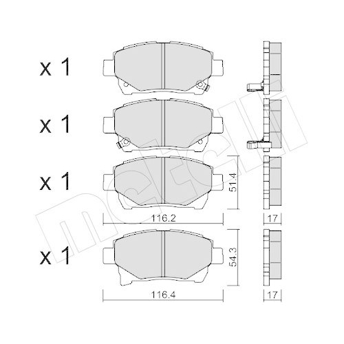 Bremsbelagsatz Scheibenbremse Metelli 22-0877-0 f&uuml;r Toyota Vorderachse