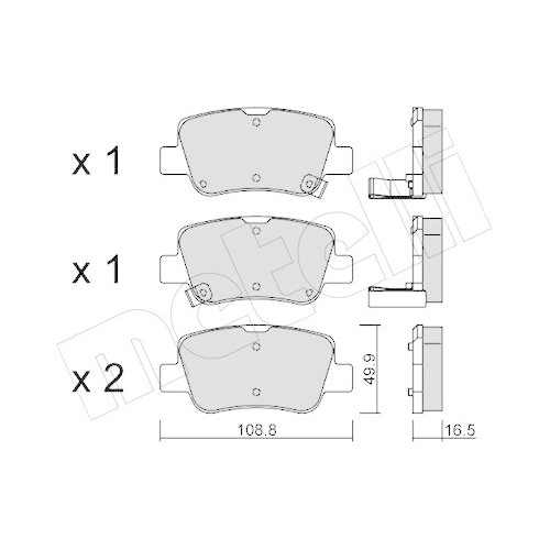 Bremsbelagsatz Scheibenbremse Metelli 22-0881-0 f&uuml;r Toyota Hinterachse
