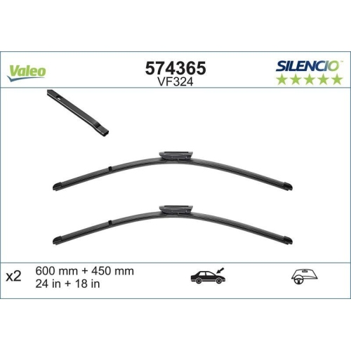 Wischblatt Valeo 574365 Silencio Flat Blade Set f&uuml;r Renault Renault Trucks Vorne