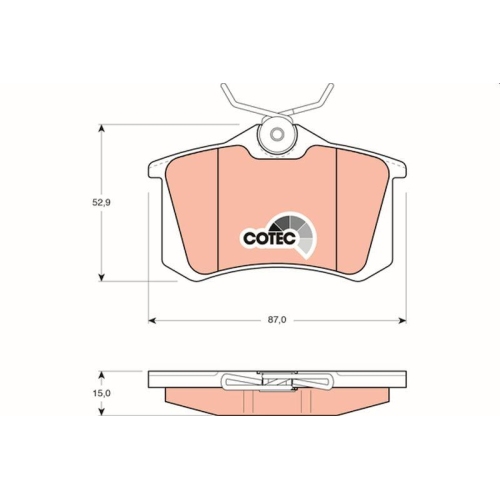 Bremsbelagsatz Scheibenbremse Trw GDB823 Cotec f&uuml;r Seat Skoda Lincoln VW Citro&euml;n