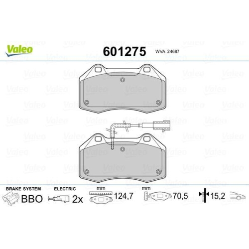 Bremsbelagsatz Scheibenbremse Valeo 601275 f&uuml;r Alfa Romeo Fiat Abarth