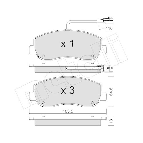 Bremsbelagsatz Scheibenbremse Metelli 22-0898-0 f&uuml;r Nissan Opel Renault