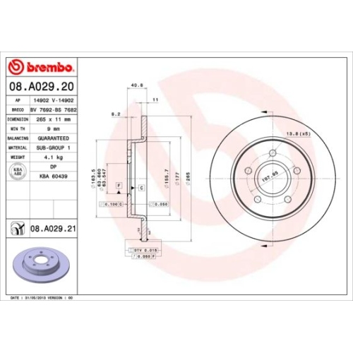 2X Brembo Bremsscheibe Hinterachse Prime Line f&uuml;r Ford Ford (changan)