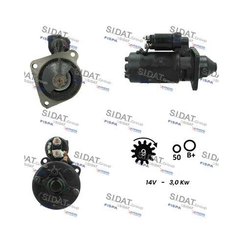 Starter Sidat S12BH0182A2 f&uuml;r Alfa Romeo Fiat Lancia Case Ih