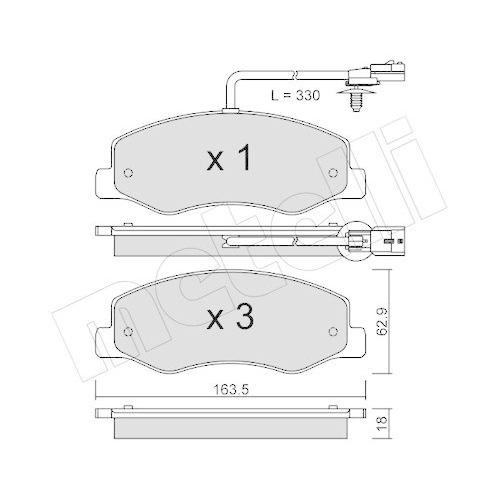 Bremsbelagsatz Scheibenbremse Metelli 22-0900-0 f&uuml;r Nissan Opel Vauxhall