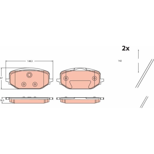 Bremsbelagsatz Scheibenbremse Trw GDB2475 f&uuml;r Toyota Vauxhall Citro&euml;n DS Opel