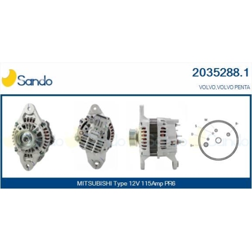 Generator Sando 2035288.1 f&uuml;r Mitsubishi Volvo Penta