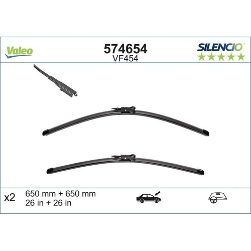 Wischblatt Valeo 574654 Silencio Flat Blade Set für Audi Vorne