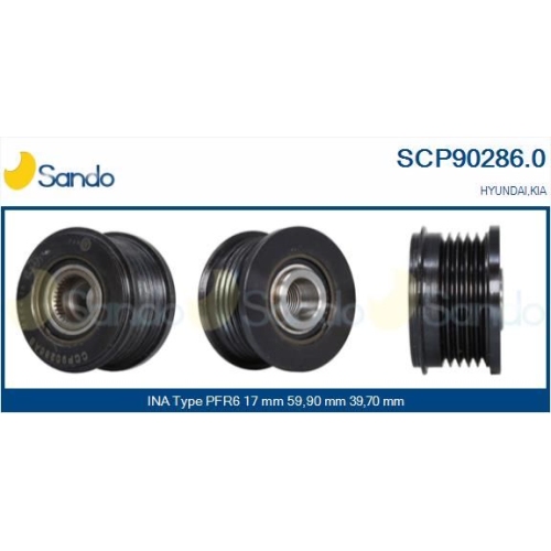 Riemenscheibe Generator Sando SCP90286.0 f&uuml;r Hyundai Kia