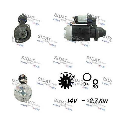 Starter Sidat S12BH0287A2 f&uuml;r Alfa Romeo Fiat Lancia Man Volvo Steyr
