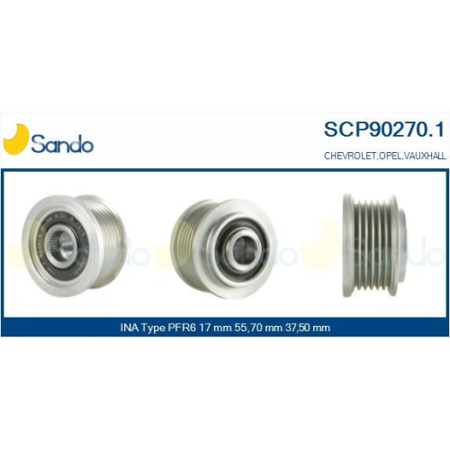 Riemenscheibe Generator Sando SCP90270.1 f&uuml;r Chevrolet Ika