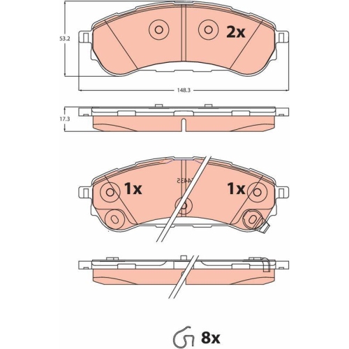 Bremsbelagsatz Scheibenbremse Trw GDB2529 f&uuml;r Ford Ford Usa