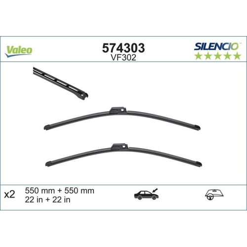 Wischblatt Valeo 574303 Silencio Flat Blade Set für Audi Seat Audi (faw) Vorne