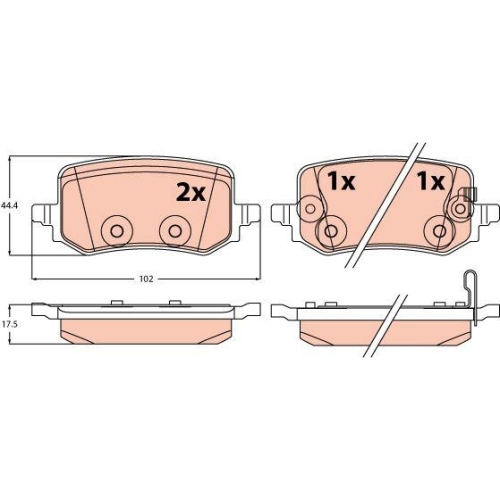 Bremsbelagsatz Scheibenbremse Trw GDB2615 f&uuml;r Hyundai Kia Hinterachse