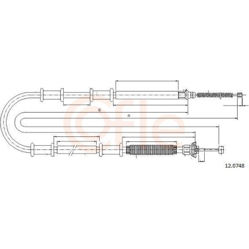 Seilzug Feststellbremse Cofle 12.0748 f&uuml;r Fiat Opel Hinten Links Hinten Rechts