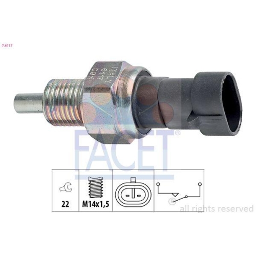 Schalter R&uuml;ckfahrleuchte Facet 7.6117 Made In Italy - Oe Equivalent f&uuml;r Fiat