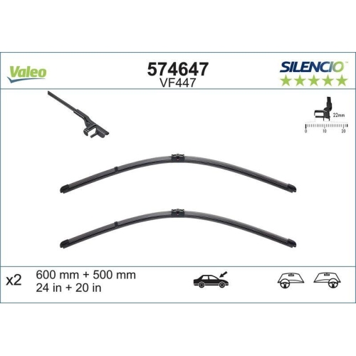 Wischblatt Valeo 574647 Silencio Flat Blade Set f&uuml;r Bmw Vorne