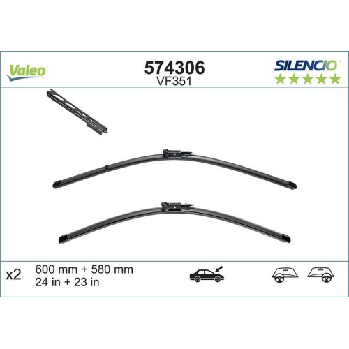 Wischblatt Valeo 574306 Silencio Flat Blade Set für Bmw Bmw (brilliance) Vorne