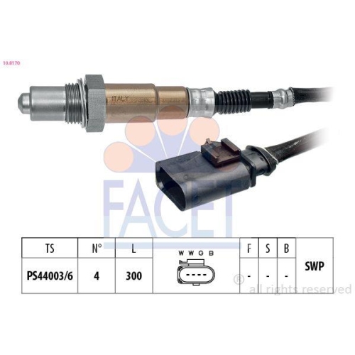Lambdasonde Facet 10.8170 Made In Italy - Oe Equivalent f&uuml;r Audi Seat Skoda VW