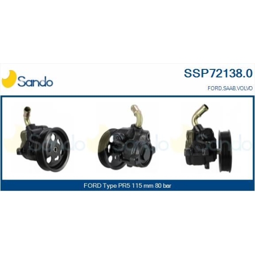 Hydraulikpumpe Lenkung Sando SSP72138.0 f&uuml;r Ford F&uuml;r Fahrzeuge Ohne Klimaanlage