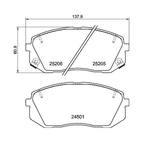Bremsbelagsatz Scheibenbremse Hella 8DB 355 025-981 f&uuml;r Hyundai Kia Amc