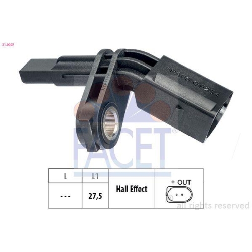 Sensor Raddrehzahl Facet 21.0007 Made In Italy - Oe Equivalent für Audi Man Seat