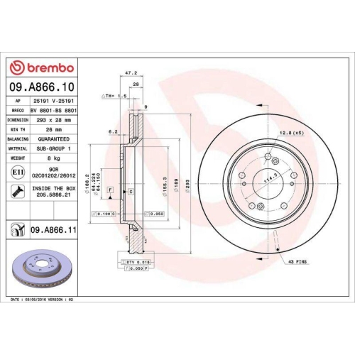 2X Brembo Bremsscheibe Vorderachse Prime Line - Uv Coated f&uuml;r Honda