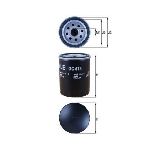 &Ouml;lfilter Mahle OC 478 f&uuml;r Toyota Lexus