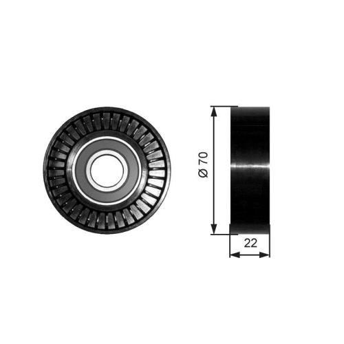 Deflection/guide Pulley V Ribbed Belt Gates T36252 Drivealign&trade; for Mercedes Benz