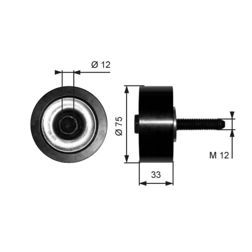 Umlenk /f&uuml;hrungsrolle Keilrippenriemen Gates T36291 Fleetrunner&trade; f&uuml;r Rechts